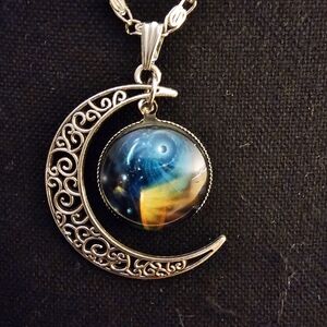 Galaxy Crescent Moon Necklace